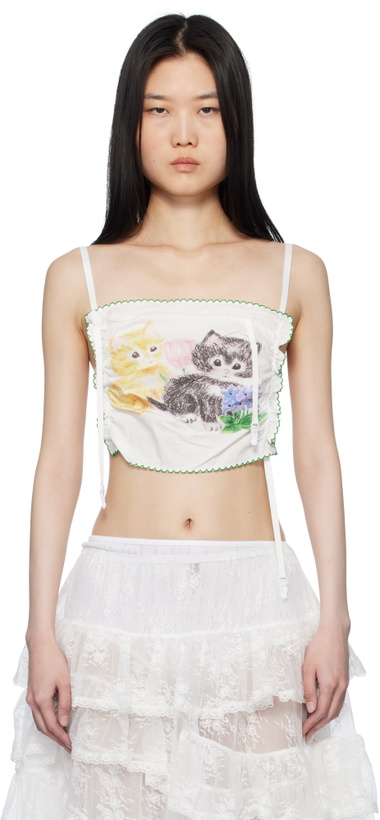 Photo: Yuhan Wang SSENSE Exclusive White Cat Printed Handkerchief Cotton Camisole