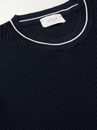 ALTEA - Slim-Fit Ribbed Cotton Sweater - Blue - L