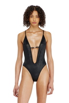 Diesel Plunge-neck swimsuit in shimmery fabric - Swimsuits Womens in Black