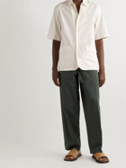 UMIT BENAN B - Convertible-Collar Cotton and Silk-Blend Shirt - Neutrals