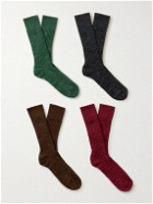 London Sock Co. - Four-Pack Ribbed Organic Cotton-Blend Socks - Multi