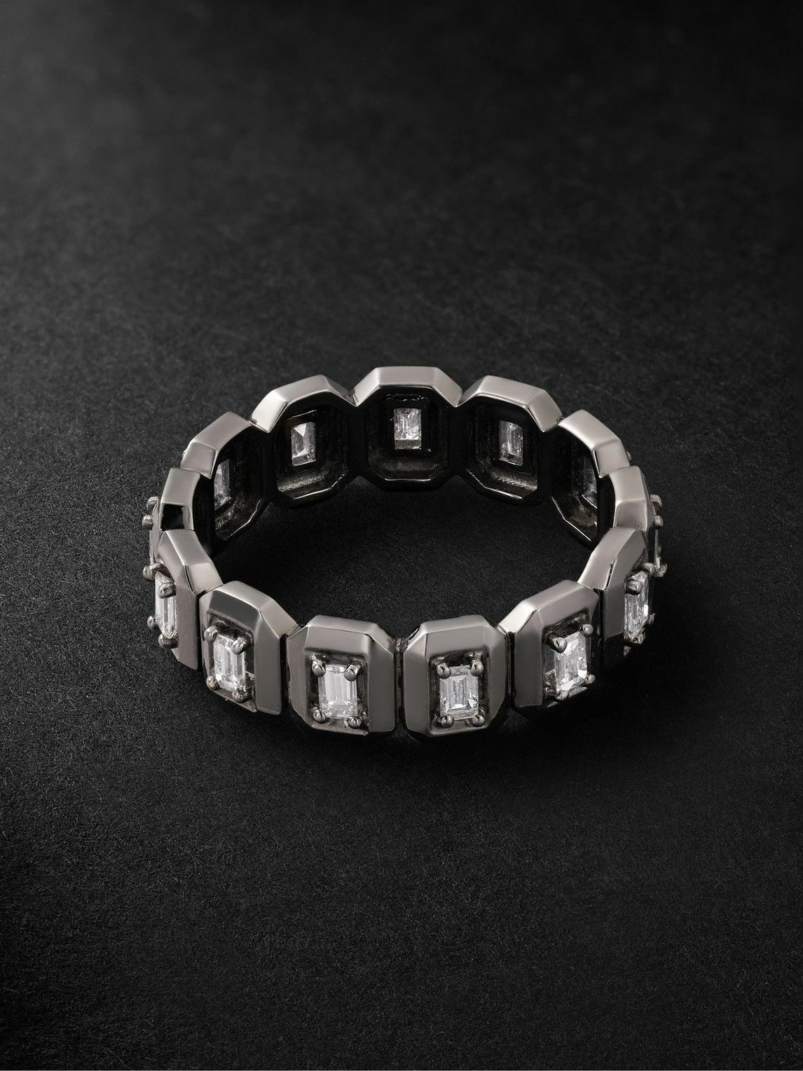 SHAY - Bezel & Beyond 18-Karat Blackened Gold Diamond Ring - Black