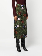 DRIES VAN NOTEN - Rose Print Velvet Long Skirt