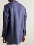Loro Piana - Jeri Grandad-Collar Linen Half-Placket Shirt - Blue