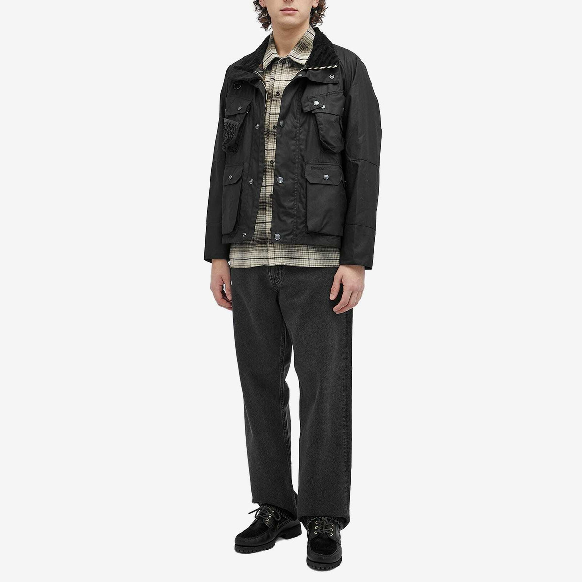 Barbour Men's Heritage + Modified Dryfly Wax Jacket in Black