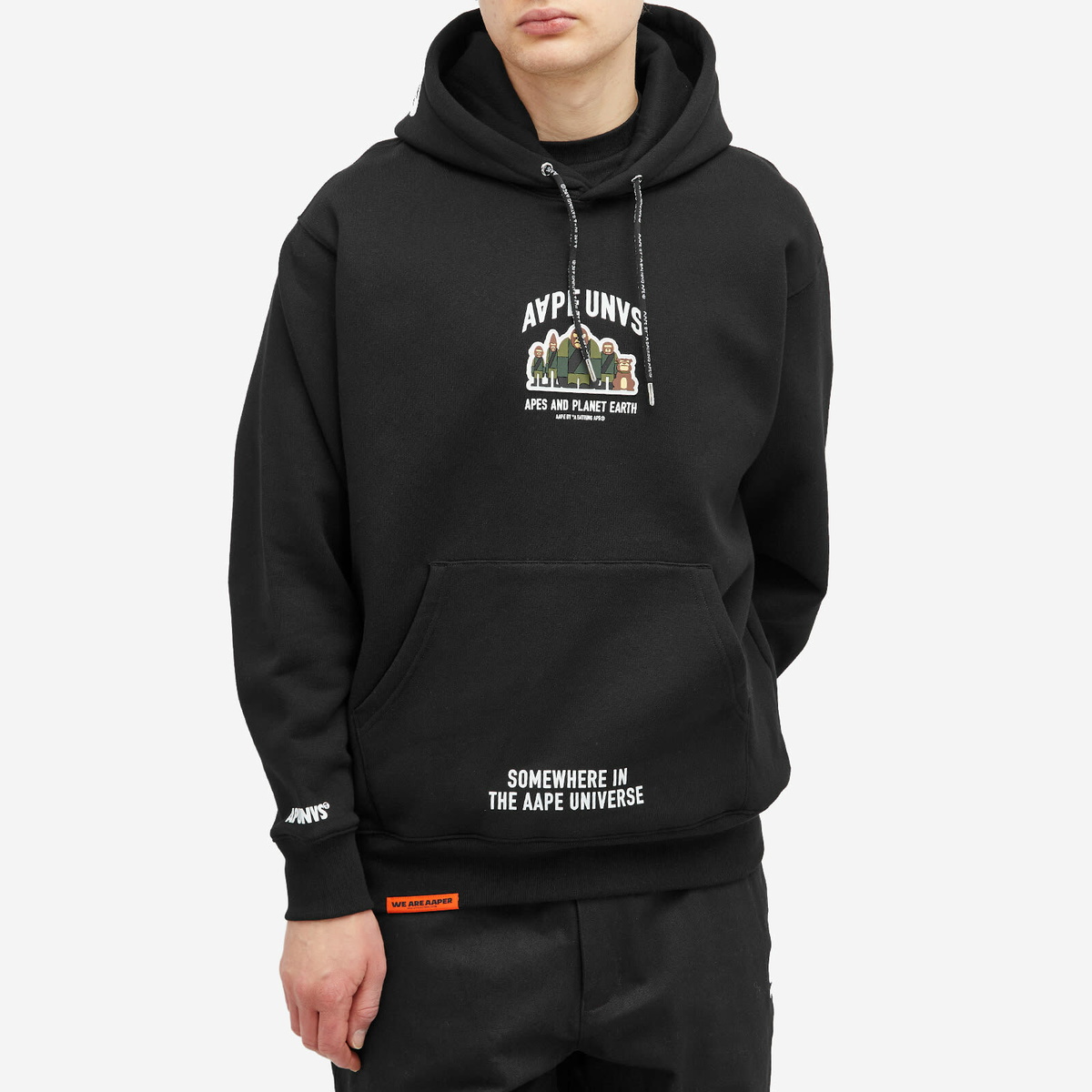 Men's AAPE Planet Earth Hoody in Black