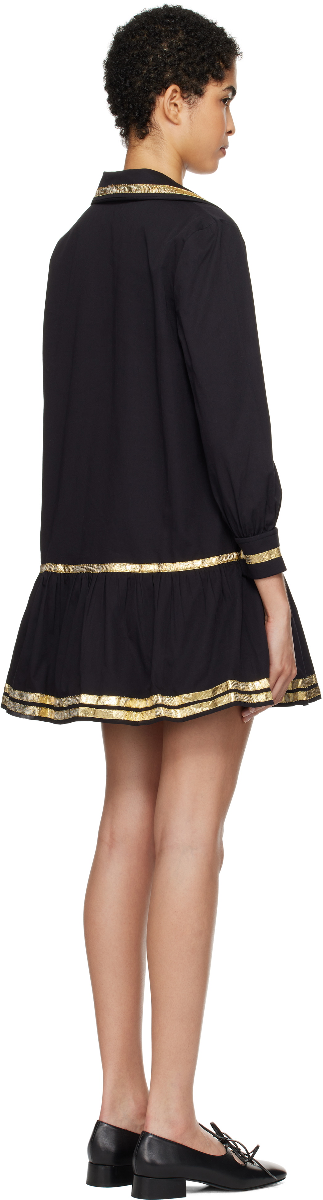 Bode Black Tinsel Tape Minidress