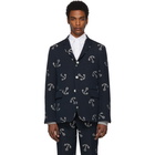 Thom Browne Navy Unconstructed Anchor Sport Blazer