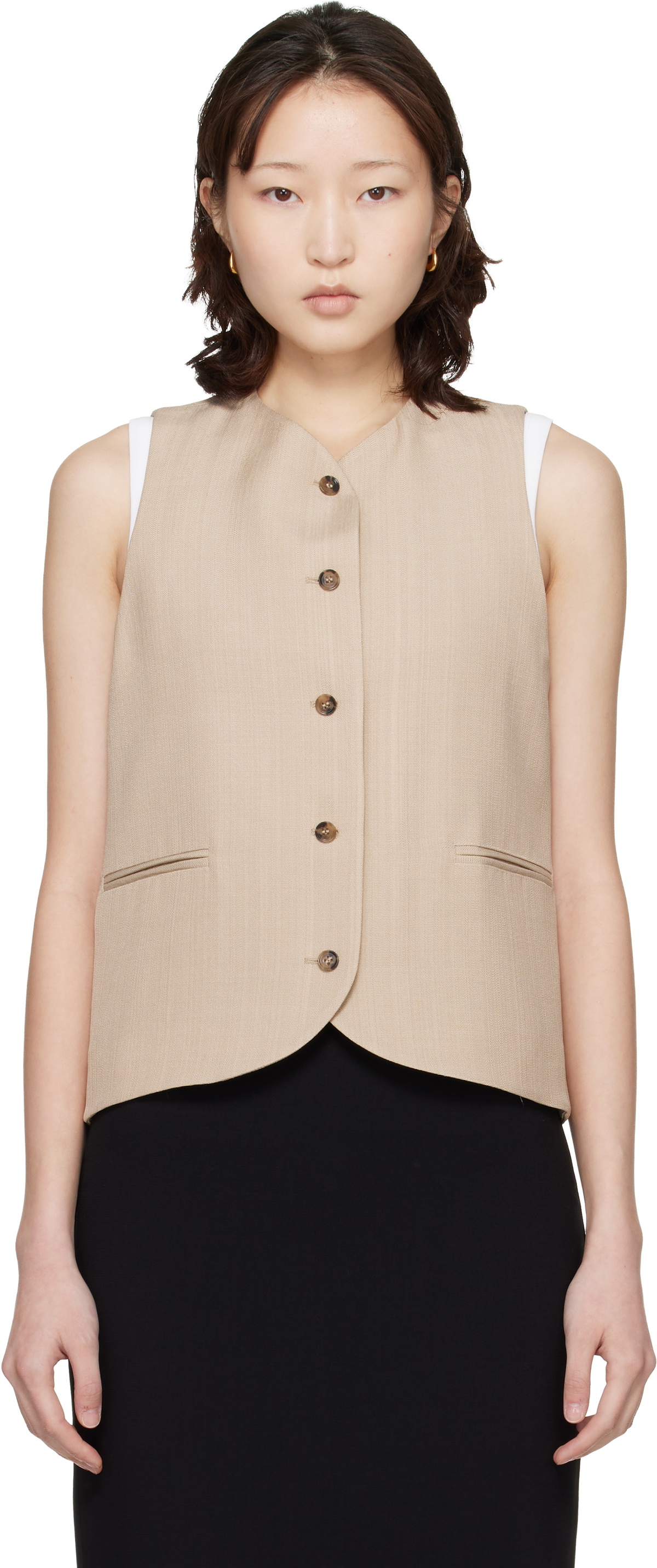Loulou de Saison Beige Paco Tailored Waistcoat