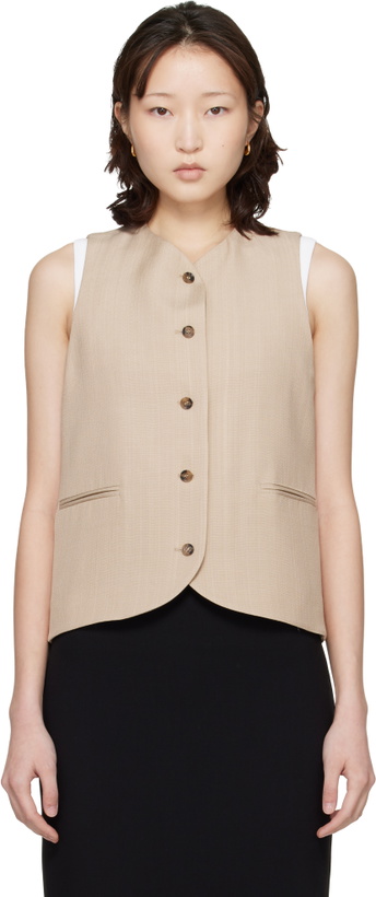 Photo: Loulou de Saison Beige Paco Tailored Waistcoat