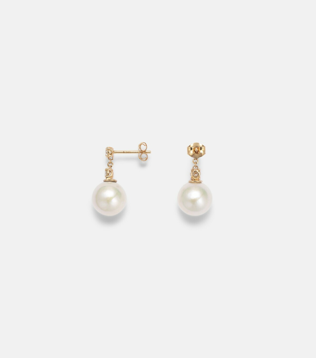 Stone and Strand Essential 14kt gold drop earrings with pearls and diamonds