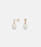 Stone and Strand Essential 14kt gold drop earrings with pearls and diamonds