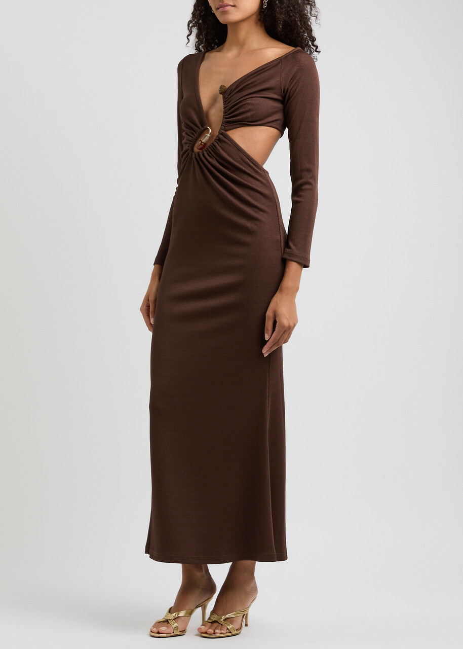 Christopher Esber Spiral Crystal Stretch-jersey Maxi Dress Dark