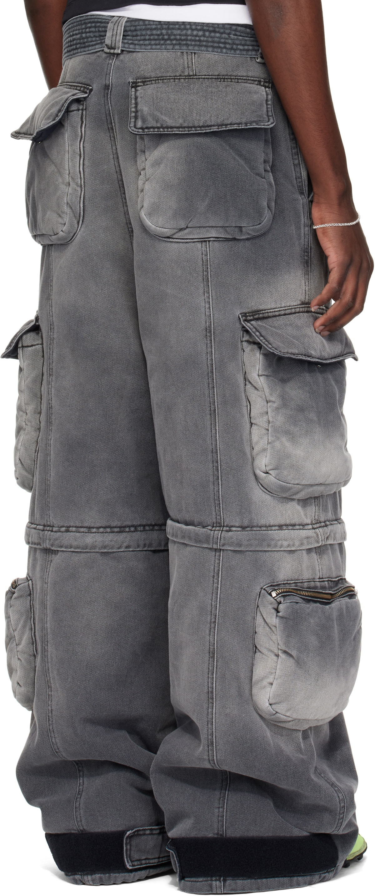 LU'U DAN Gray Wadded Denim Cargo Pants