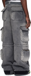 LU'U DAN Gray Wadded Denim Cargo Pants