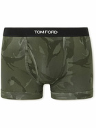 TOM FORD - Camouflage-Print Stretch-Cotton Boxer Briefs - Green