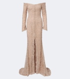 Marmar Halim Embellished off-shoulder lace gown