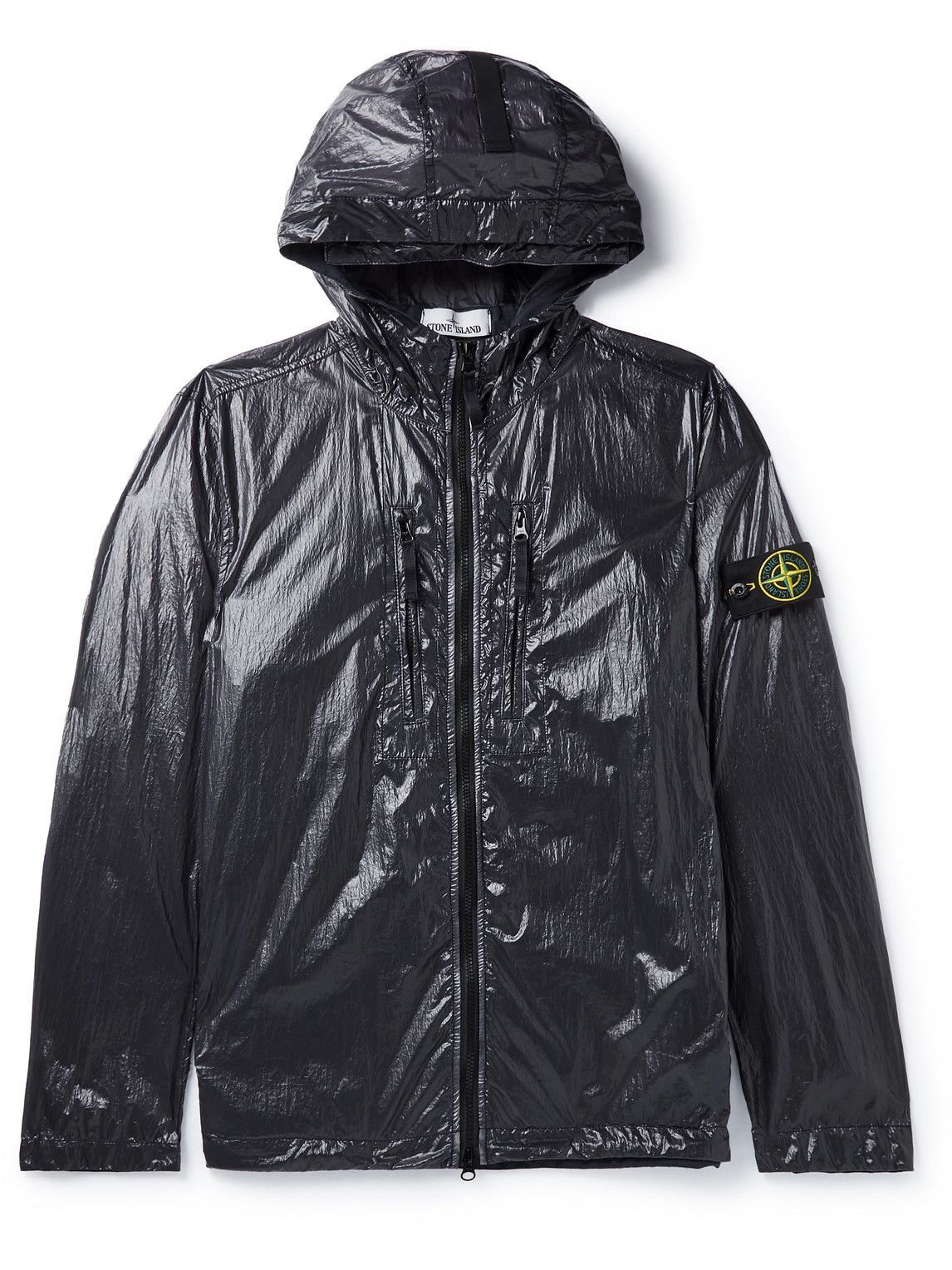 Stone Island - Logo-Appliquéd Garment-Dyed Coated-Canvas Hooded