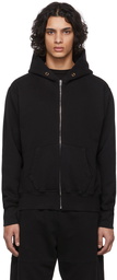 Les Tien Black Cropped Zip-Up Hoodie