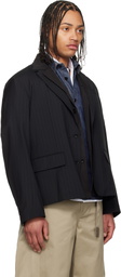 sacai Black Chalk Stripe Blazer