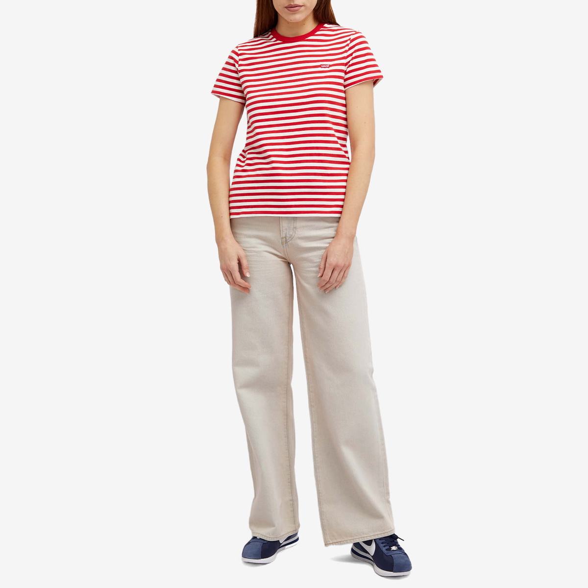 Levi’s Collections Women's Levis Vintage Clothing Perfect Striped T-Shirt in Sandy Stripe Script