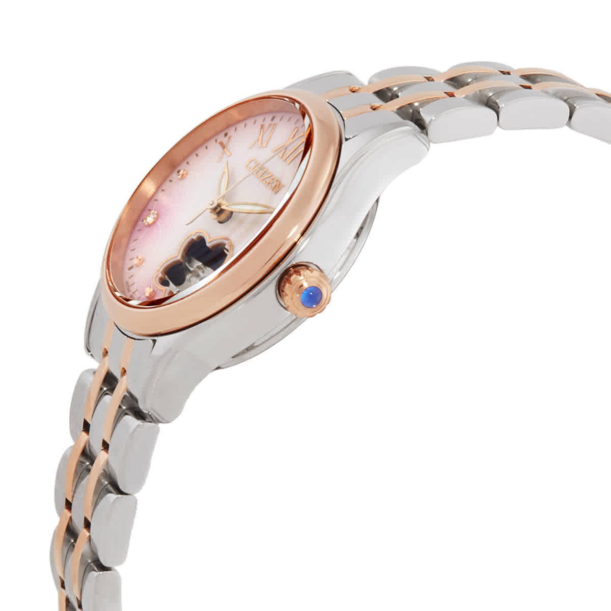 Citizen Luna Automatic Crystal Pink Dial Two-Tone Ladies Watch PR1044-87Y