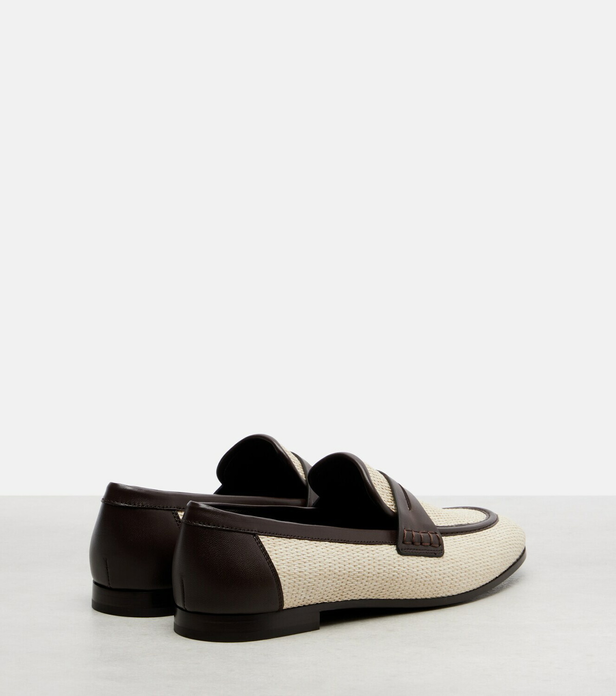 Brunello Cucinelli Woven leather-trimmed penny loafers