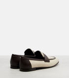 Brunello Cucinelli Woven leather-trimmed penny loafers