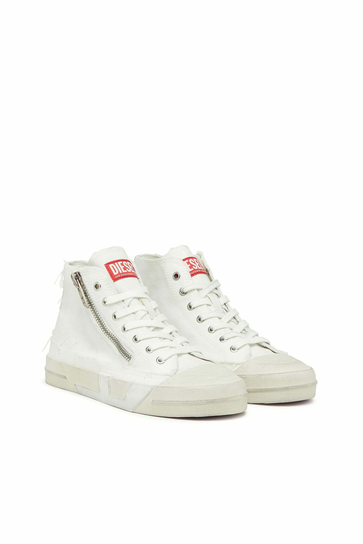 Diesel S-D-Verse - Sneakers in frayed canvas with D logo - Sneakers Mens in White