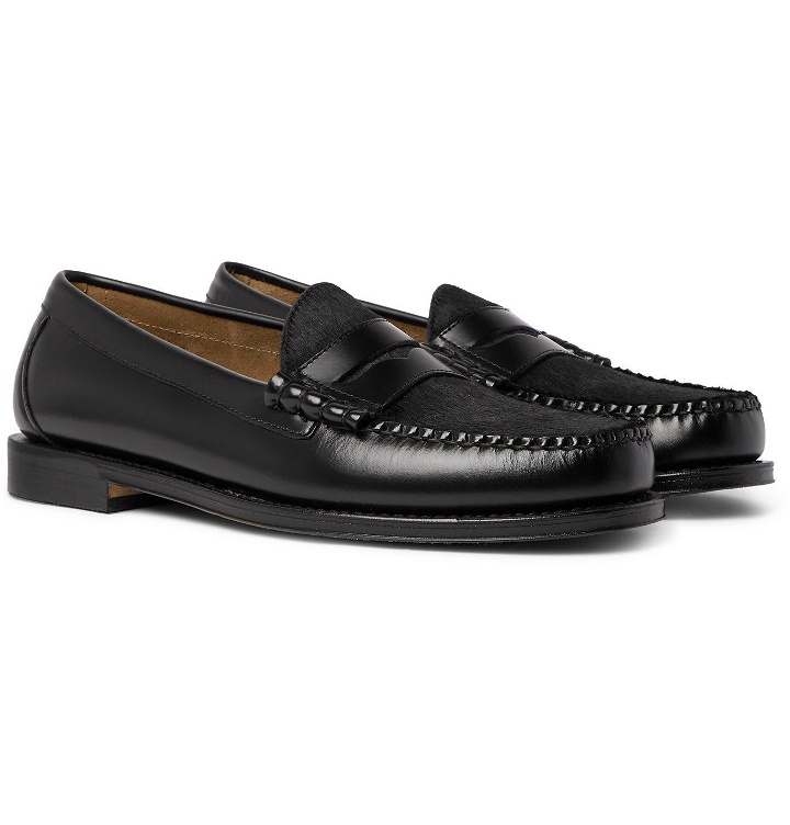 Photo: G.H. Bass & Co. - Weejuns Heritage Larson Calf Hair-Trimmed Leather Penny Loafers - Black