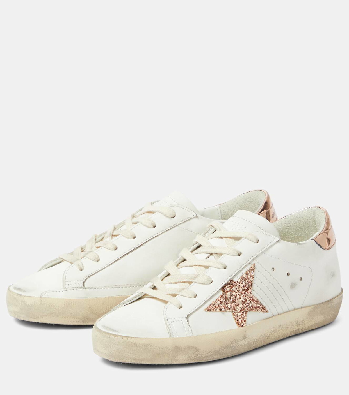 スニーカー GOLDEN  LEATHER SUPER-STAR SNEAKERS GOLDEN GOOSE Super-Star calf hair and suede-trimmed