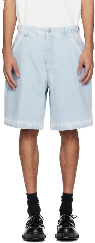 Photo: Solid Homme Blue Four-Pocket Denim Shorts