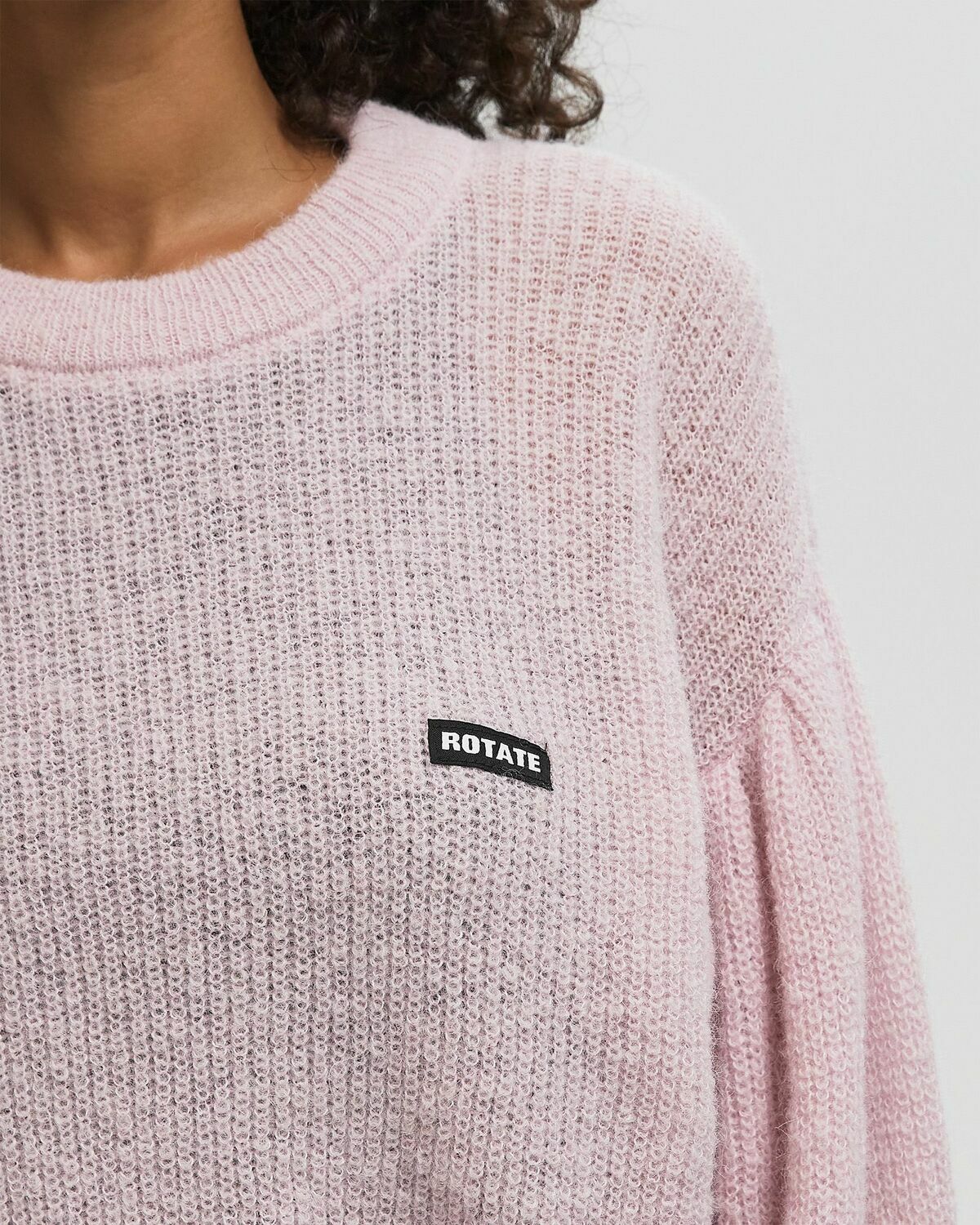 ROTATE Birger Christensen KNIT PUFF CREWNECK pink Womens Pullover
