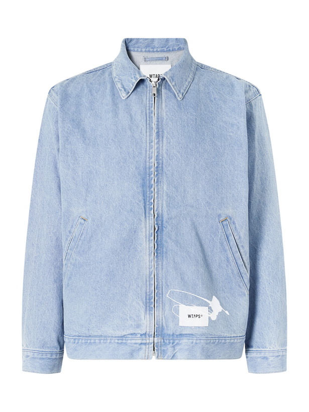 Photo: WTAPS - Wrecker Logo-Appliquéd Paint-Splattered Denim Jacket - Blue