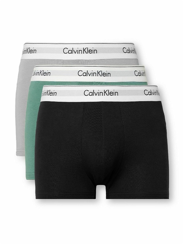 Photo: Calvin Klein Underwear - Modern Three-Pack Stretch-Cotton Trunks - Black