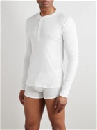 Schiesser - Karl Heinz Organic Cotton-Jersey Henley T-Shirt and Boxer Briefs Set - White