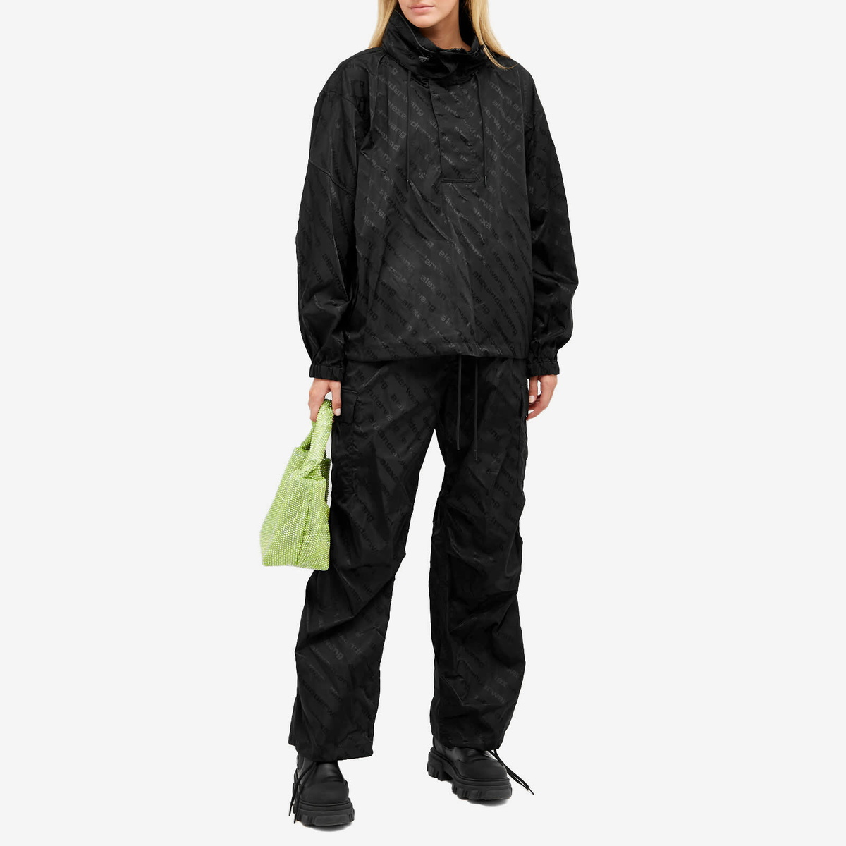 Alexander Wang Women's Cargo Pant In Jacquard Nylon in Black Alexander Wang Women's Cargo Pant In Jacquard Nylon in Black