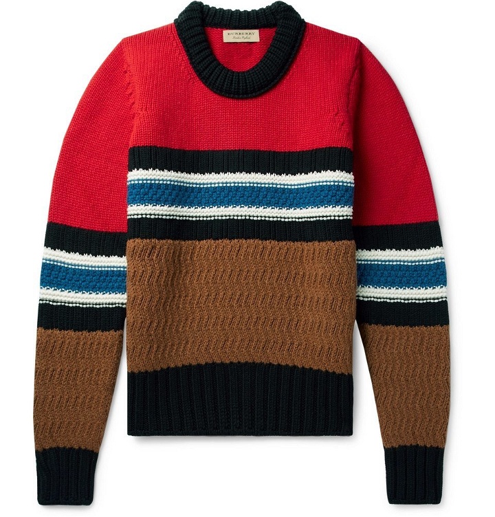 Photo: Burberry - Striped Wool and Cashmere-Blend Sweater - Men - Red
