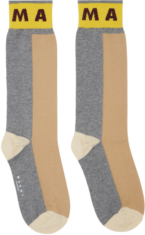 Photo: Marni Brown & Gray Colour-Block Cotton Socks