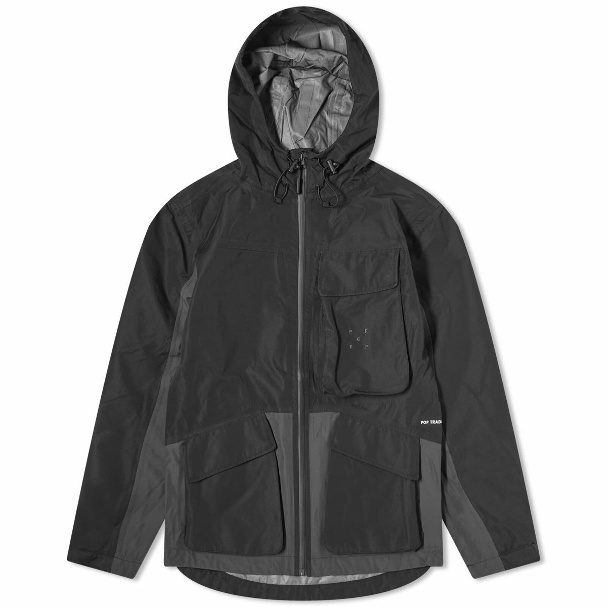 Pop Trading Company Men's Big Pocket Ripstop Shell Jacket in Black 