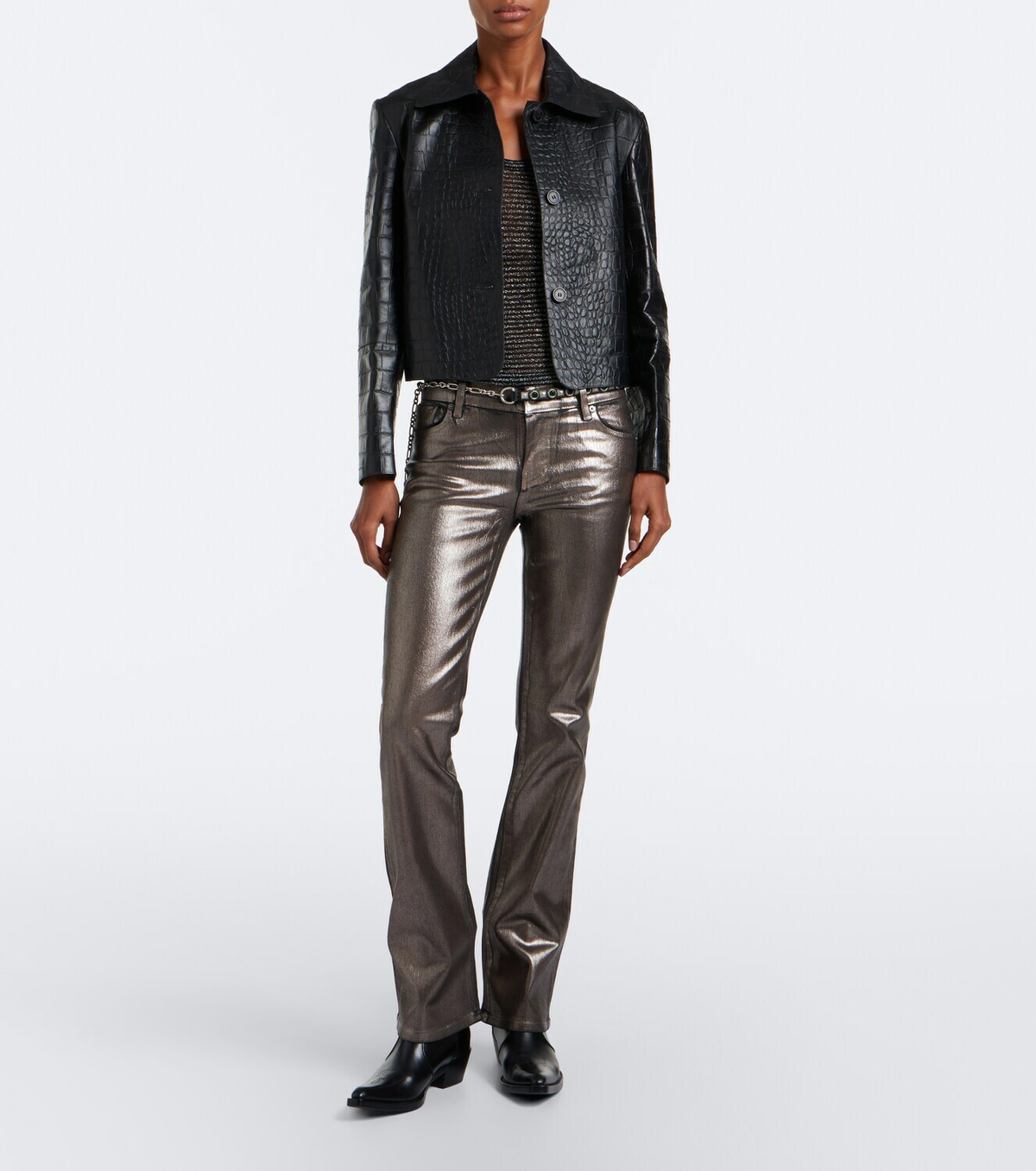 Frame Rodeo coated flared jeans