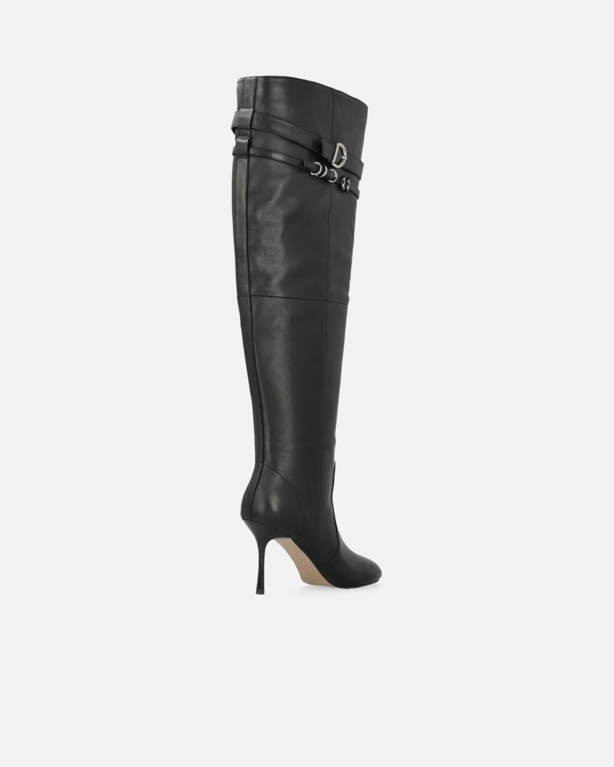 Pinko Knee High Nappa Leather Boots With Heel And Strap Limo Black