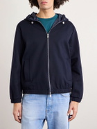 Moncler - Cotton-Blend Jersey Zip-Up Hoodie - Blue