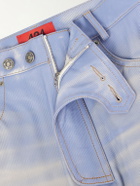 424 - Moto Straight-Leg Leather Trousers - Blue