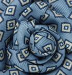 Charvet - Printed Silk-Faille Flower Lapel Pin - Blue