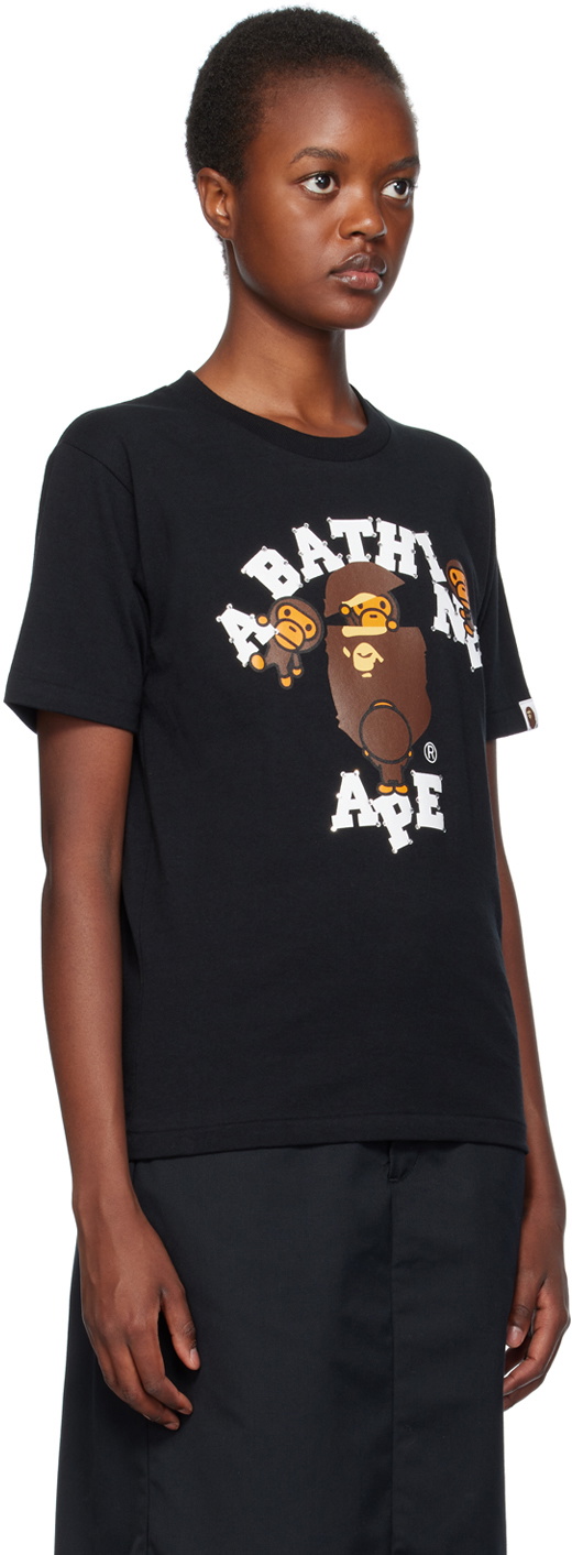 BAPE Black Crystal Stone College T-Shirt A Bathing Ape