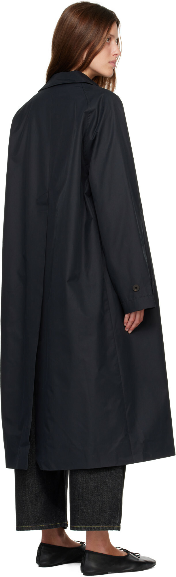 Studio Nicholson Navy Holin Technical Cotton Trench Coat
