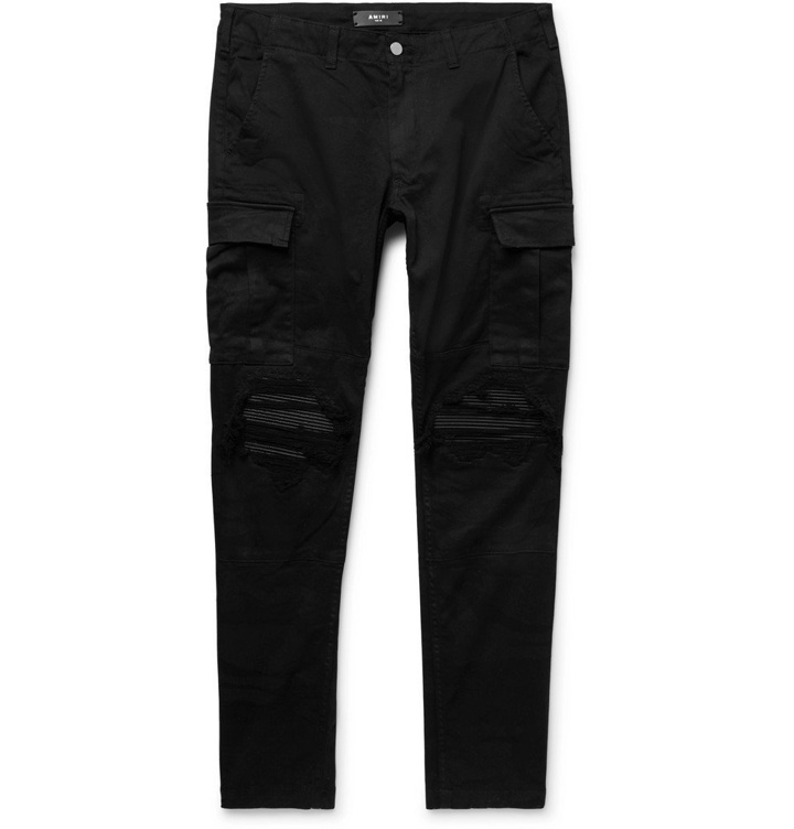 Photo: AMIRI - Black MX1 Slim-Fit Tapered Stretch-Cotton Twill Cargo Trousers - Men - Black