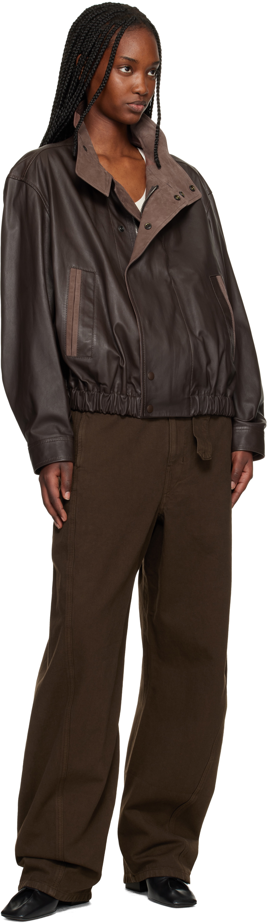 LEMAIRE Brown Soft Blouson Leather Jacket