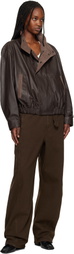LEMAIRE Brown Soft Blouson Leather Jacket